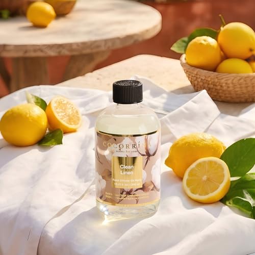 Reed Diffuser Refill Clean Linen 10.14oz (300ml) with 8 Sticks - Premium Long-Lasting Floral Essential Oil, Home Fragrance for Bedroom, Bathroom Home Decor - size: 10.14 Fl Oz (Pack of 1)