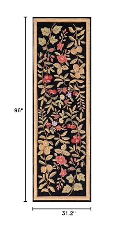 SAFAVIEH Chelsea Collection Runner Rug - 2'6" x 8', Black, Hand-Hooked French Country Wool, Ideal for High Traffic Areas in Living Room, Bedroom (HK210B) - color: Black, size: 2'6" x 8' (Runner)