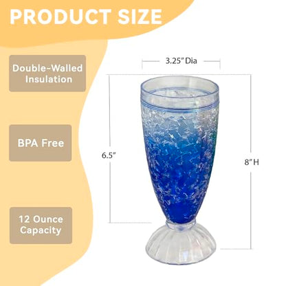 Lily's Home Frosted Freezer Milkshake Glasses, 12 oz Set of 4 – Double Wall Insulated Acrylic with Liquid Gel for Root Beer Floats, Smoothies & Ice Cream Sodas, Home Bar, Kitchen, Party & Dessert Shop - style: Milkshake cup(12oz)