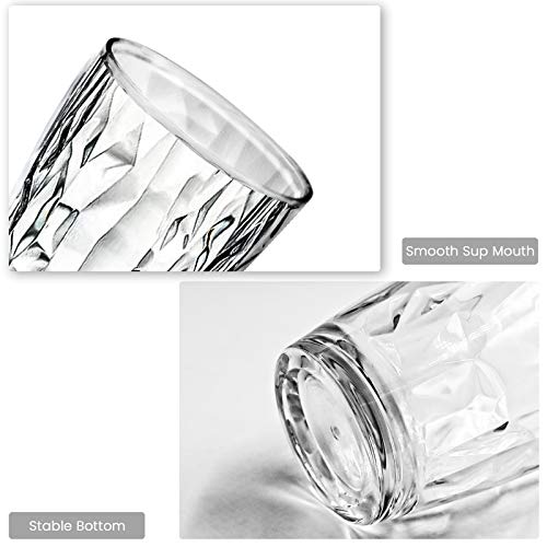 Plastic Glassware Tumbler Dishwasher Safe - Set of 4 Unbreakable Drinking Glasses, 10.5oz Reusable Acrylic Cups for Everyday Use (Clear) - color: Clear