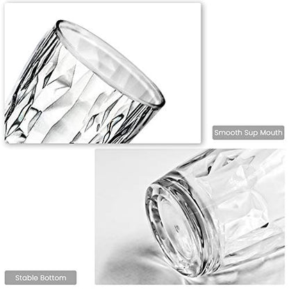 Plastic Glassware Tumbler Dishwasher Safe - Set of 4 Unbreakable Drinking Glasses, 10.5oz Reusable Acrylic Cups for Everyday Use (Clear) - color: Clear