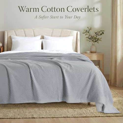 Threadmill Luxury Cotton Blankets for Queen Size Bed | All-Season 100% Cotton Queen Size Blanket | Aster Jacquard Cozy Lightweight, Soft Breathable Coverlet fits Full Size Bed, 90x92 | Scottish Grey | 100% Cotton, Jacquard Pattern, 90x92 in, Breathable, A