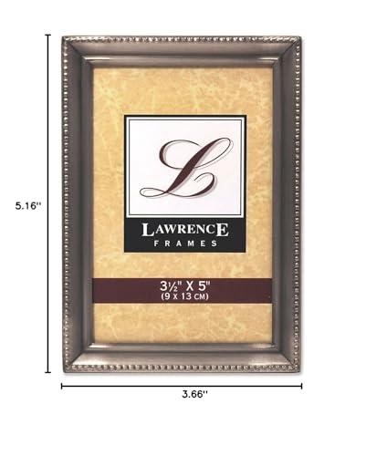 Lawrence Frames Bead Border Design, 3.5x5, Pewter - color: Pewter, size: 3.5x5