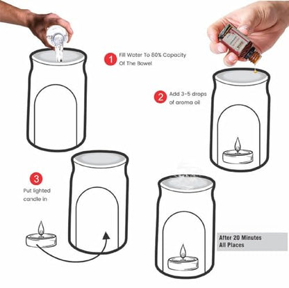 Pure Source India Ceramic Tea Light Candle Holder, Essential Oil Burner Wax Melt Burner, Incense Aroma Diffuser for Home, Office & Gifting Puprose