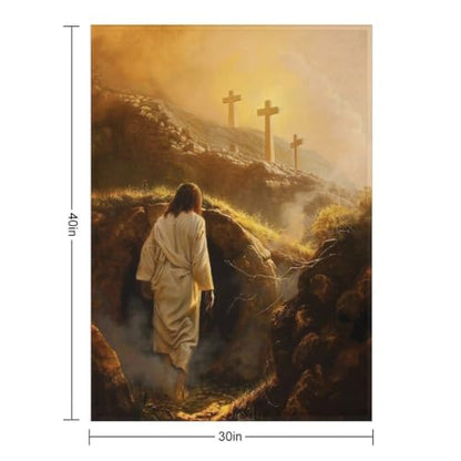 Jesus Leaving The Tomb 01 Flannel Blankets Fleece Soft Throw Lightweight Plush Gifts for Couch, Bed, Cozy Sofa Plush, Chair, Lovers 30x40in（75x100cm） - color: Style-10, size: 30x40in（75x100cm）