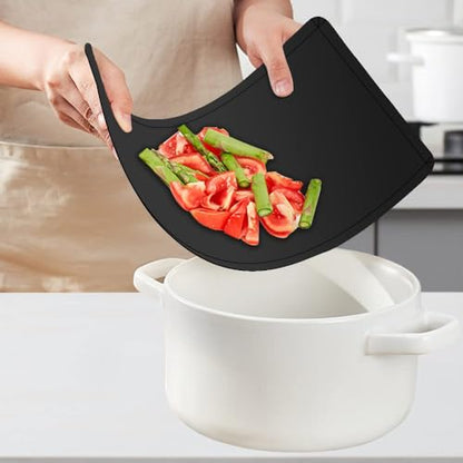 WK Flexible Plastic Cutting Boards Mats with Lip, Foldable Cutting Board for Kitchen Set of 3, Black Cutting Boards for Meat, Nonslip Cutting Mats Sheets, BPA Free, Dishwasher Safe - color: Foldable - Black - 3