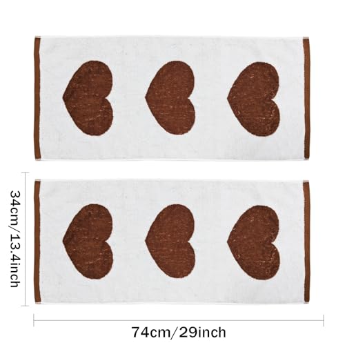 Red Heart Hand Towels Soft & Absorbent Cotton Valentine's Bath Towels Red Love Farmhouse Style Towels Set for Mother’s Day Wedding, 13x29 Inch - color: Red Heart