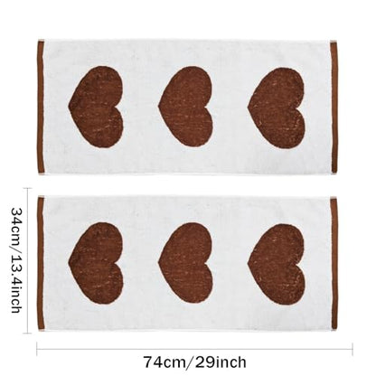 Red Heart Hand Towels Soft & Absorbent Cotton Valentine's Bath Towels Red Love Farmhouse Style Towels Set for Mother’s Day Wedding, 13x29 Inch - color: Red Heart
