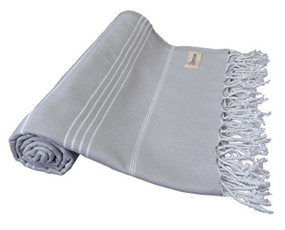 Bersuse Towels Anatolia XL Beach Blanket Throw Blanket Turkish Towel 100% Cotton Extra-Large Quick-Dry Lightweight Premium Peshtemal Towel - 61x82 Inches, Silver Grey - color: Silver Grey