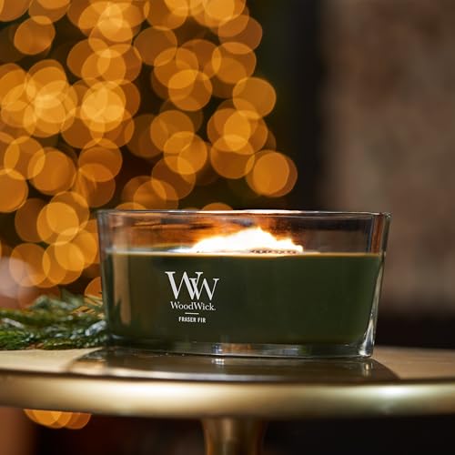 WoodWick Fraser Fir Holiday Candle Gifts for Women and Men, 16 oz Ellipse Candle with Crackling Wick - color: Fraser Fir, size: 16oz