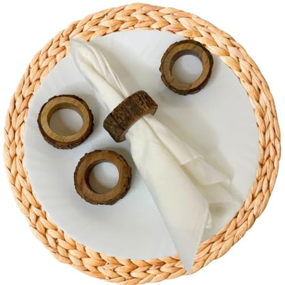 Napkin Holder Set of 12 Handmade Acacia Wood Dining Table Napkin Ring Classic Everyday Thanksgiving Holiday Christmas Festive Party Gift Farmhouse Décor - size: Rustic - Set of 12