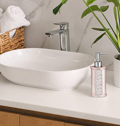 Zahari Home Sinatra Soap Dispenser/Lotion Pump Unique Design Bling Glass Mosaic Décor, Blush - color: Blush