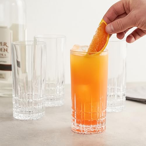 Spiegelau Perfect Serve Longdrink Glass Set of 4 - Highball Cocktail Glasses European-Made Crystal, Dishwasher Safe, Professional Quality Cocktail Glass Gift Set - 12.3 oz - style: Longdrink