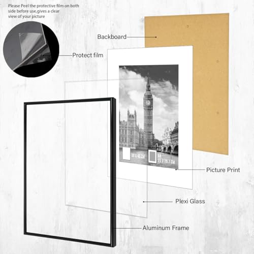 GOmaize Front Loading Aluminum alloy Black Picture Frame 30x40cm Set of 2 Wall Mounting - color: Black, size: A3