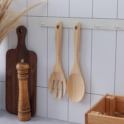 13 Inch Large Premium Bamboo Salad Tongs - Eco Friendly Wooden Serving cooking Spoons,Big Salad hands, 2 pcs kitchen Utensils set - Salad Tosser Forks - Giant Wood Salad Servers - color: Natural Bamboo