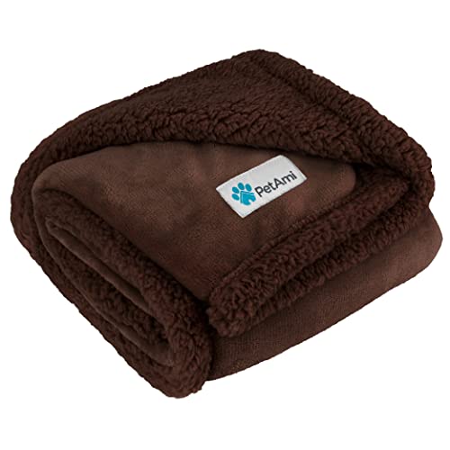 PetAmi Dog Blanket Small Medium Pet Cat Puppy Kitten, 40x29, Solid Brown | 460 GSM, Soft Sherpa Fleece Throw, Reversible Plush Couch Cover Protector Crate Carrier Sofa Bed Car Seat, Machine Washable - color: Brown/Brown Sherpa, size: Medium - 29 X 40 Inch