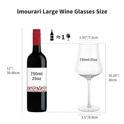Large Wine Glasses Set of 4, 25oz | Lead-Free Hand Blown Crystal, Dishwasher Safe, Elegant Tall Stem, Wedding Anniversary Party Christmas, Nice Gift Box - size: 25oz - 4 PCS