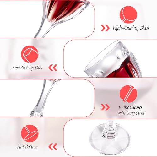 KAMMAK Crystal Red Wine Glasses Set of 2, 4.6 oz Stemmed Glasses, 781N | Hand Blown, Bordeaux Wine Glasses, Thin Rim & Long Stem, Red & White, Daily Use, Wedding or Birthday Gift for Women - size: 7KPSP781N