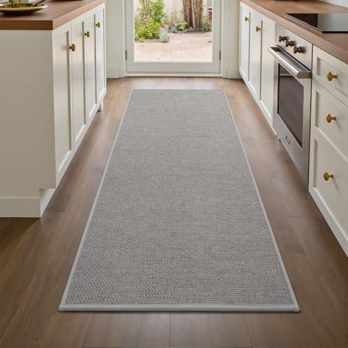 RESARE Kitchen Rugs, Non Slip Kitchen Mats for Floor, Absorbent Quick Dry Washable Kitchen Mats in Front of Sink, Hallway, Laundry, Kitchen Runner Rug(Grey, 17"x 59") - color: Grey, size: 17"×59"
