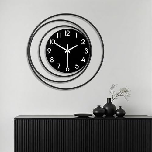Dankeit 13inch Decorative Wall Clock, Silent Non-Ticking Quality Quartz Battery Operated, Large Wall Clock for Living Room Kitchen Home Bathroom Bedroom Wall Decor, Black - color: Black-13inch