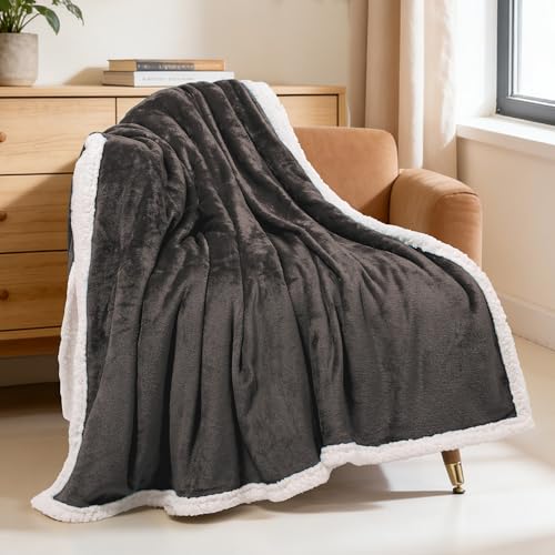 BEAUTEX Sherpa Fleece Throw Blankets Soft Fluffy Flannel Plush Cozy | Fuzzy Coffee Cuddle Blanket for Couch, Bed, Sofa, Adults (50" x 60", Coffee) - color: Coffee, size: Throw-50"x60"