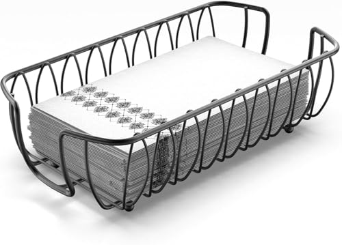 Guest Hand Towel Holder Tray for Bathroom Countertop,Black Metal | Guest Bathroom, Powder Room & Vanity Use - color: K - Black Napkin Holder for Bathroom, size: Guest Towel Holder