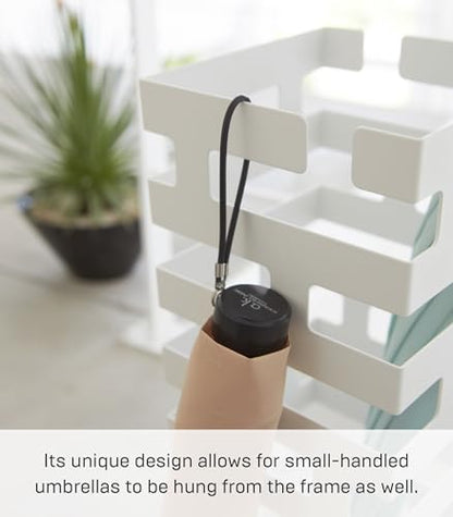 YAMAZAKI Home Brick Umbrella Stand - Storage for Umbrellas & Walking Canes - Square - Steel - Holds 4 Umbrellas - color: White, style: Modern