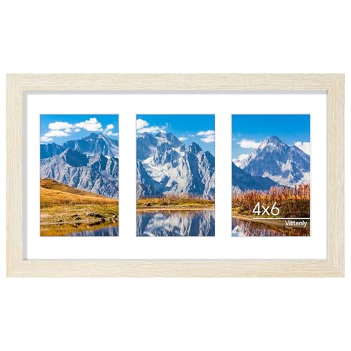 Vittanly 8x14 Collage Picture Frame for Wall Mounting, Cornsilk | Displays 3Pcs 4x6 Pictures with Mat or 1Pc 8x14 without Mat, Picture Frames Collage Wall Decor, 1 Pack - color: Cornsilk, size: 8x14