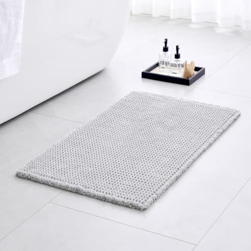 Waffle Bath Mat Non Slip Washable 36x24, Super Absorbent Quick Dry Boho Bathroom Rugs with Tassels, High Density Non Slip Backing, Luxury Carpet for Tub&Shower, Light Grey - color: Light Grey, size: 36" X 24" (Bathroom Rug)