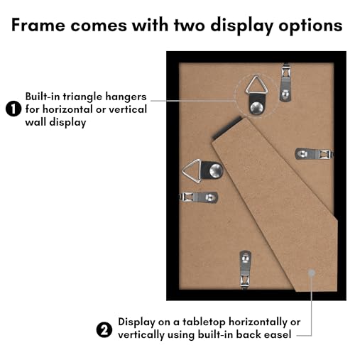 Americanflat 3x5 Picture Frame 5-Pack - Slim Molding - Black | Polished plexiglass front, wall or tabletop display with included easel, hanging hardware included, secure turn-tab backing - color: Black, size: 3x5