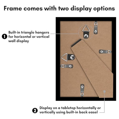 Americanflat 3x5 Picture Frame 5-Pack - Slim Molding - Black | Polished plexiglass front, wall or tabletop display with included easel, hanging hardware included, secure turn-tab backing - color: Black, size: 3x5