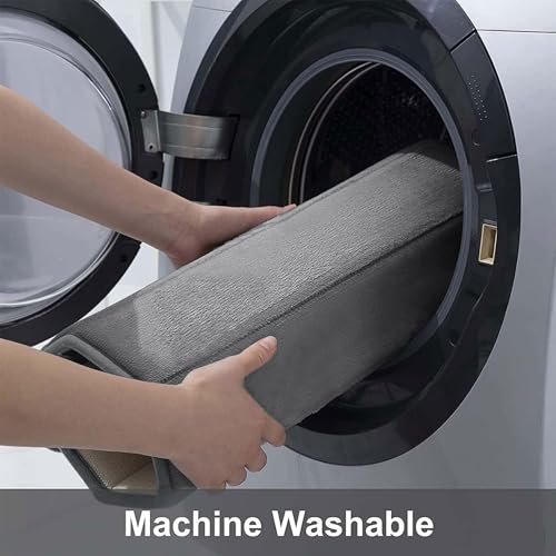 Buganda Memory Foam Bath Mat, 47" x 32", Ultra Soft and Non-Slip Bathroom Rugs, Water Absorbent and Machine Washable Bath Rug Runner for Bathroom, Shower, and Tub, Grey | Grey, Machine Washable Quick Dry Bath Mats for Bathroom Floor, Shower and Tub, Home