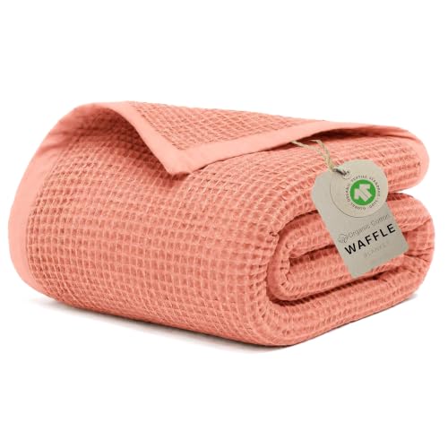 GOTS Certified 108"X90" King 100% Organic Cotton Waffle Blanket-Sun Bay | Premium Waffle Blankets & Throws for Bed, Throw Blanket for Couch, Modern & Cozy Blanket, All Season, Comfy and Soft Blankets - color: Sun Bay, size: Organic Cotton - King