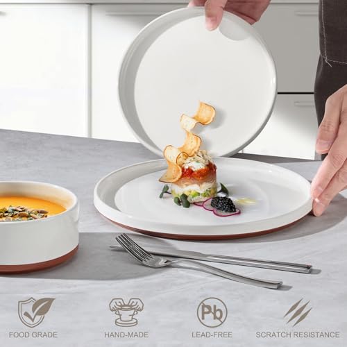 LIANYU 24 Pieces Porcelain Dinnerware Sets, Premium Plates and Bowls Set | High-Fired Ceramic Dishes Set for 8, Chip & Scratch Resistant, Microwave Dishwasher Safe, White - color: Cloud White