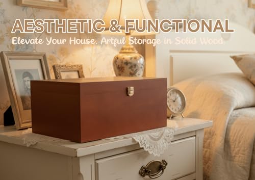 InnoBeta Personalized Keepsake Box, Wooden Storage Boxes, Large Keepsake Boxes with Lid for Memory Treasure, Initial E - color: Initial E