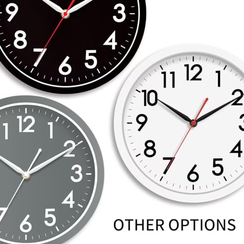 AKCISOT 10 Inch Wall Clock, Silent Battery Operated Analog Clock, Silver | Classroom | Kitchen | Office | Easy to Read Numbers | Garage - color: B_silver, size: 10 Inch