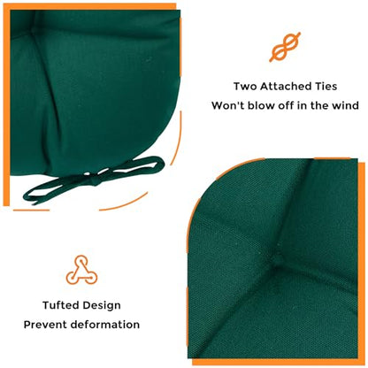 Magpie Fabrics Outdoor Tufted Seat Cushion 19"x19" Set of 2 (Dark Green) | Waterproof Patio Chair Pads with ties Tatami Floor Pillow for Room Garden Balcony Office - color: Dark Green