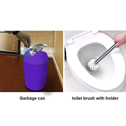 Bathroom Accessories Set, 6-Piece Plastic Gift Set, Toothbrush Holder, Toothbrush Cup, Soap Dispenser, Soap Dish, Toilet Brush Holder, Trash Can (Purple) - color: Purple