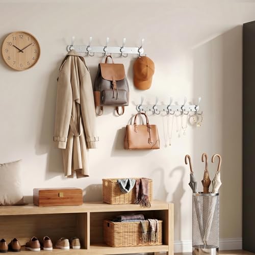 YUNISS Coat Rack Wall Mounted，5 Tri Stainless Steel Coat Hook for Coat Hat Robes Towel in Mudroom Entryway (Sliver, 1 Pack 5 Hook) - color: Sliver, size: 1 Pack 5 Hook