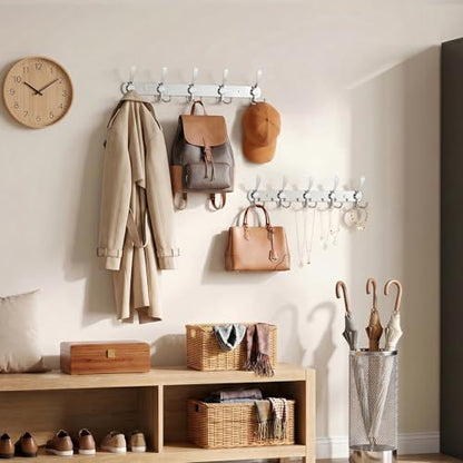 YUNISS Coat Rack Wall Mounted，5 Tri Stainless Steel Coat Hook for Coat Hat Robes Towel in Mudroom Entryway (Sliver, 1 Pack 5 Hook) - color: Sliver, size: 1 Pack 5 Hook