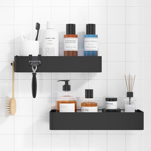 Kitsure Shower Caddy Adhesive, Stylish Shower Organizer, X-Large, Black | 2 Pack Shower Shelf for Inside Shower, 100% Rustproof Metal Shelves, No-Drill Bathroom Organizers and Storage - color: Black, size: X-Large