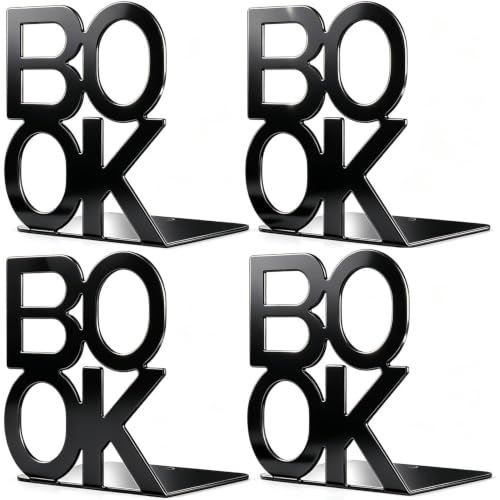 Book Ends,BookEnds Supports for Bookrack Desk,Bookend are Used for Books, Unique Appearance Design,Heavy Duty - color: Black, size: 2 pair