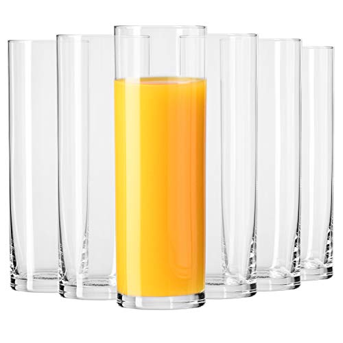 Krosno Tall Drinking Glasses Set of 6 – 6.8 oz Highball Glasses for Water, Juice & Drinks, Clear Glassware, Balance Collection, Elegant Everyday Tumblers, Dishwasher Safe, Made in Europe