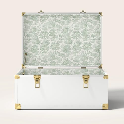 Momento Wedding Keepsake Trunk | Personalized Memory Box for Wedding Mementos | Handmade in USA | Metal and Plywood Construction | Standard Size 20" (White/Forest) - color: White/Forest, size: Standard (20")