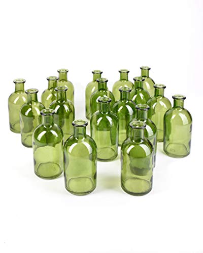 Serene Spaces Living Dark Green Bottle Bud Vase, Apothecary Jars, Centerpiece for Wedding Reception, Elegant Antique Decoration, Mini Flower Vases, 2.25" Diameter & 5.25" Tall, Pack of 48 - color: Dark Green, Small, Set of 48