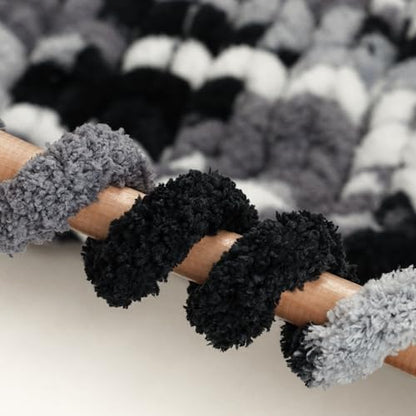 Jumbo Chunky Yarn for Hand Knitting - Super Thick Chenille Chunky Yarn for Crocheting - Extra Soft Bulky Fluffy Blanket Big Yarns 8 Jumbo Pack (27yds,8 oz Each Skein) - color: Graphite Snow