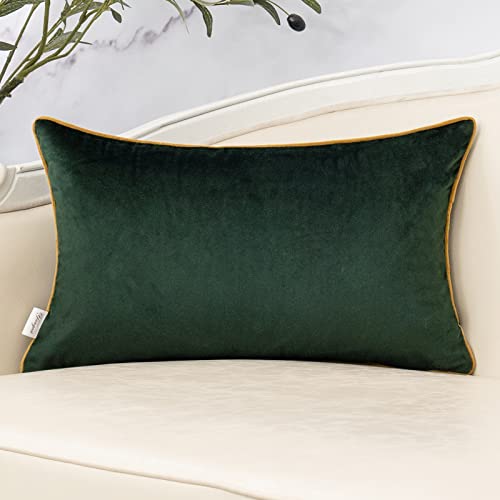 Green Throw Pillow Cover Velvet Cushion Cover Branches Rectangular Pillowcase for Sofa Couch Bedroom Living Room, 12x20 Inch - color: Green, size: 20" x 12" (Pack of 1)