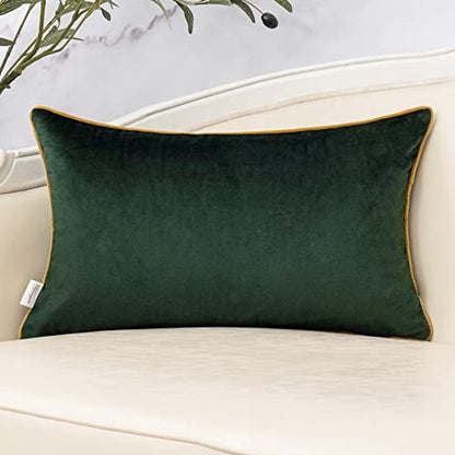 Green Throw Pillow Cover Velvet Cushion Cover Branches Rectangular Pillowcase for Sofa Couch Bedroom Living Room, 12x20 Inch - color: Green, size: 20" x 12" (Pack of 1)