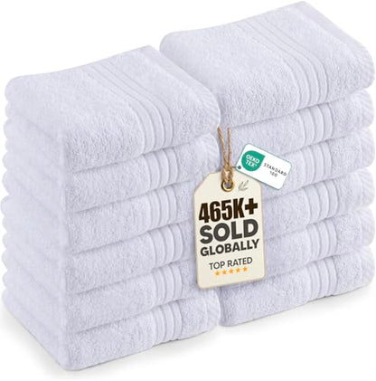 Utopia Towels 12 Pack Premium Wash Cloths, 12x12 in, 100% Cotton, White | Highly Absorbent Soft Feel Lightweight Washcloths - Premium Ring Spun Cotton, Ideal for Bathroom, Spa, Gym & Face - color: White