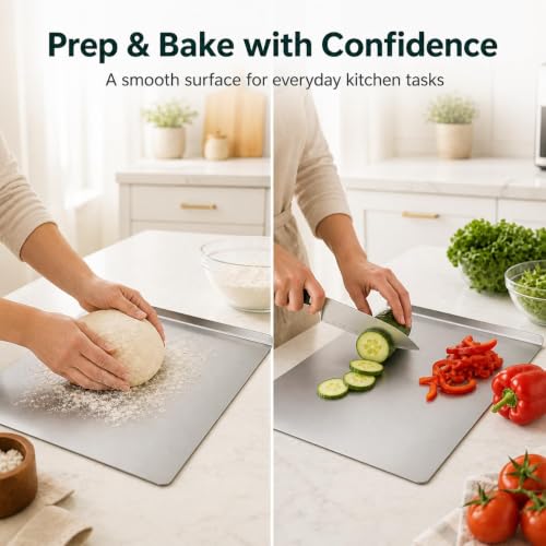Stainless Steel Cutting Board with Counter Lip,Metal Pastry Board Kitchen | Dishwasher Safe Prep Tray for Meat, Vegetables, Bread and Dough,(16x11.8Inch) - size: 16"L x 11.8"W